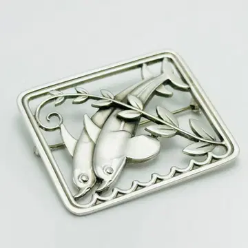 GEORG JENSEN 251 돌고래 리프 실버 브로치 925