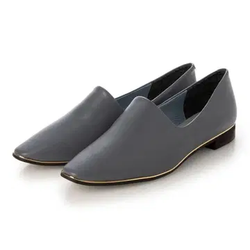 새상품! 24cm 히미코 메탈 라인 소프트 가죽 플랫 펌프스