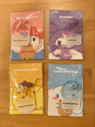 미개봉 새상품 산리오 복복 부적풍 아크릴 키링 4개 세트