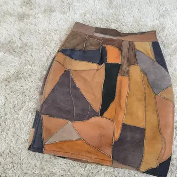리얼 무스탕 스커트 패치워크 빈티지 램 가죽