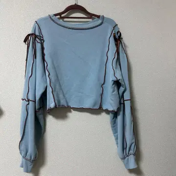 HELLO-SAN FRANCISCO 크롭 맨투맨 라이트 블루