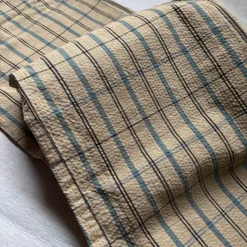 새상품급 시지라 직조 목화 기모노 베이지 격자