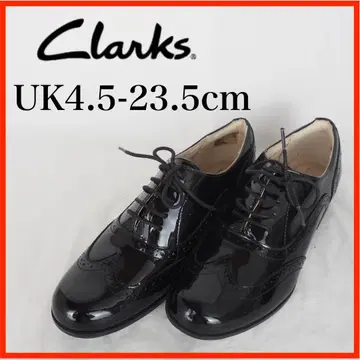 O6970*Clarks*레이스업 슈즈*23.5cm*에나멜 블랙