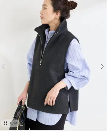 B.C STOCK 셔츠 포함 하프 지퍼 베스트