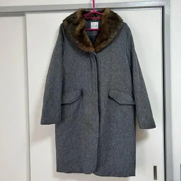 그레이 퍼 코트 M 세련된 외출복