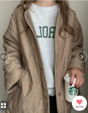 JUNOAH 리버서블 퀼팅 보아 자켓