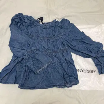 MOUSSY 상의(데님) 프릴 리본