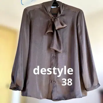 destyle 브라운 리본 포함 블라우스 38