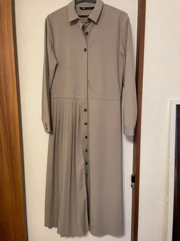 ZARA 자라 비대칭 플리츠 셔츠 원피스 앞 버튼