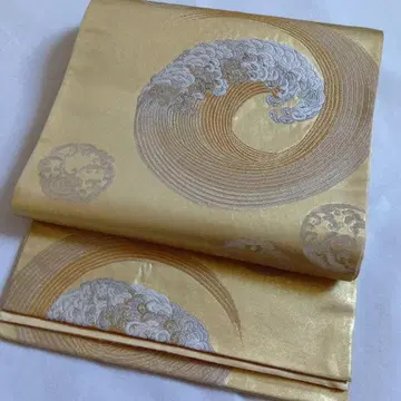 골드 컬러 파도 무늬 후쿠로 오비