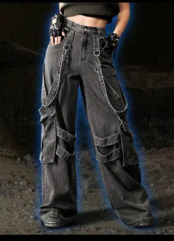 지뢰 서브컬쳐 와이드 카고 팬츠 미사용 새상품