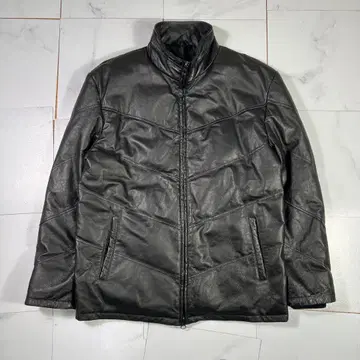 새상품급 프랭크 미셸 가죽 다운 자켓 천연 가죽 블랙 XL