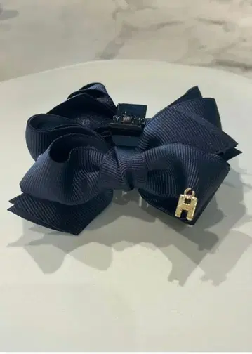 네이비 리본 헤어 클립