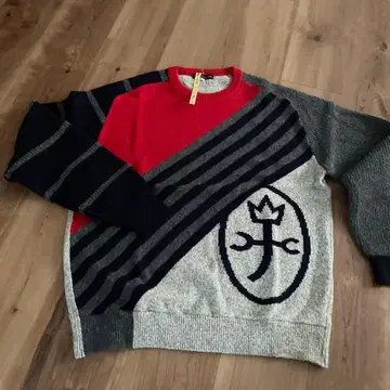 CASTELBAJAC 니트 스웨터 46 그레이/레드/네이비