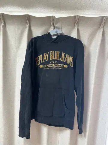 Replay 블랙 후드 부착 후드티