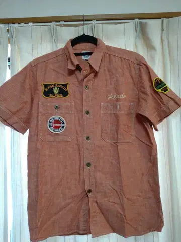 JELADO M 사이즈 반팔 워크 셔츠 오렌지