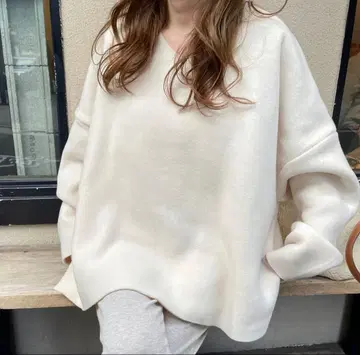 selectshopK 플리스 V넥 풀오버 (Ivory)