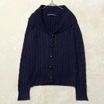 [ 새상품급 ] 랄프 로렌 스포츠 네이비 카라 부착 가디건 코튼 M
