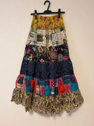 LOVE GIRLS MARKET 패치워크 플레어 스커트