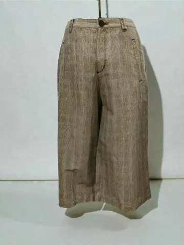 이오콤이오 그레이 체크 팬츠 린넨 io comme io