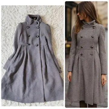 엠포리오 아르마니 트위드 A라인 코트 더블 버튼