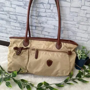 [ 새상품급 ] 페리지 베이지 나일론 가죽 토트백