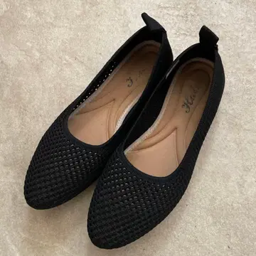 룸슈즈 블랙 메쉬 펌프스 24cm