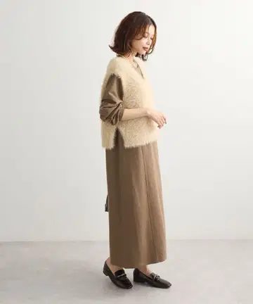 새상품 SET 2점 라메 페더 베스트 + 미니 쭈리 원피스