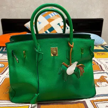 HIGH CLASS 그린 가죽 토트백