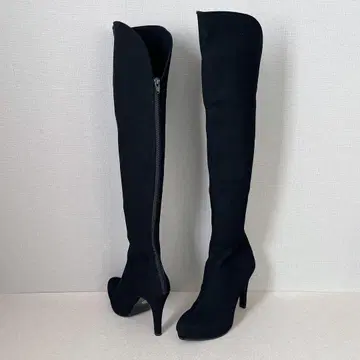 ESPERANZA 니하이 부츠 백 지퍼 핀힐 블랙 23cm