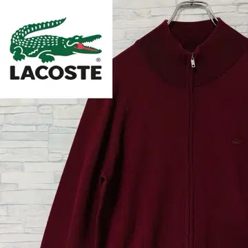 LACOSTE 라코스테 하프 지퍼 니트 자수 악어 로고 울 100% L