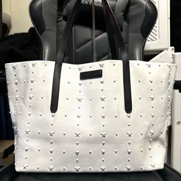 JIMMY CHOO PIMLICO 화이트 가죽 A4 토트백