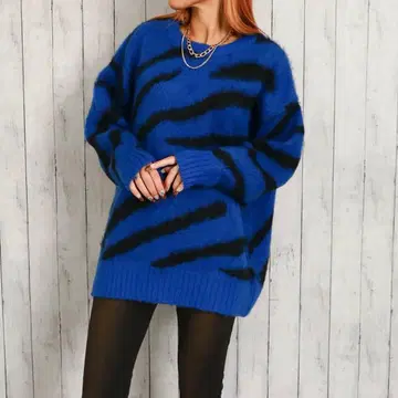 GORGE 니트 제브라 페더 니트 풀오버 프리 사이즈