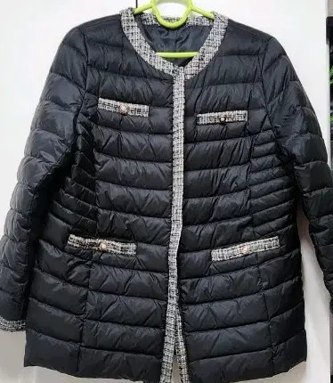 Black Tweed Point Padded Coat