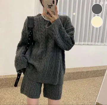 새상품 그레이 니트 셋업