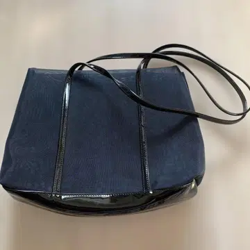 네이비 시스루 숄더백 합성 피혁