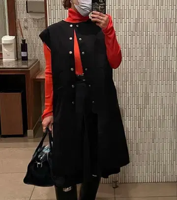 새상품급 BACCA 더블 크로스 헤비 멜톤 미들 베스트 36 네이비