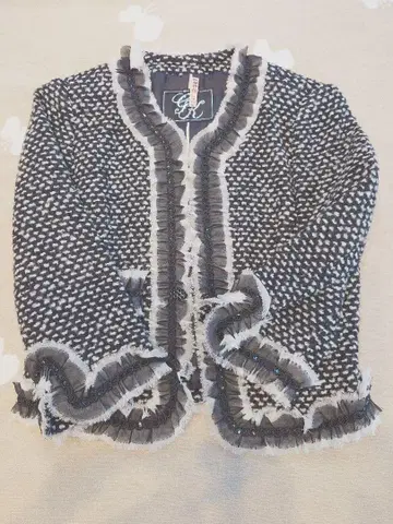 GK 노카라 자켓 블랙과 화이트 트위드