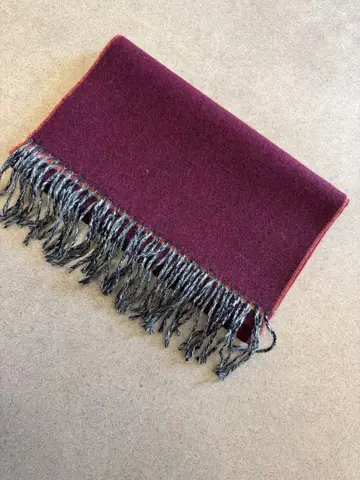 울 100% 와인 레드 머플러