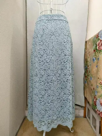 플라스테 레이스 블루 롱 스커트