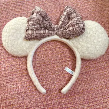 디즈니 머리띠 화이트 체크 신상