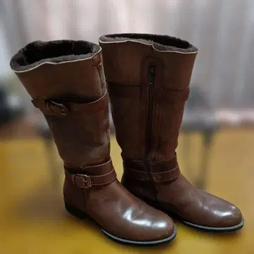ECCO 브라운 롱 부츠 퍼 포함