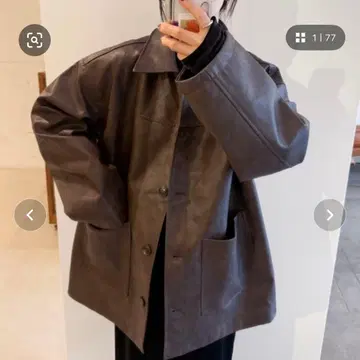 페이크 레더 자켓 S