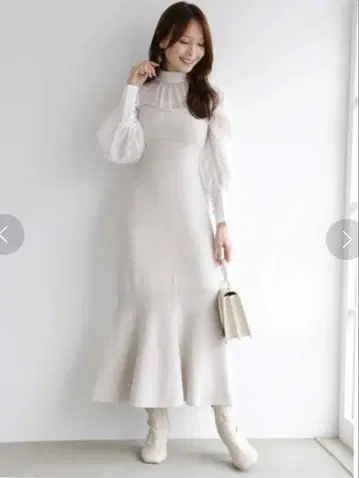 MERCURYDUO 백리본 뷔스티에 니트 도킹 원피스