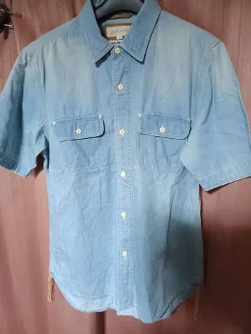 대형 오카야마 데님 라이트 블루 던거리 데님 셔츠