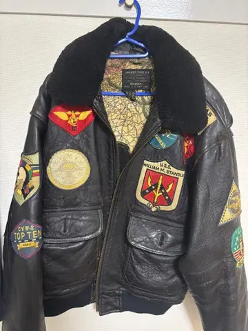 90s AVIREX 가죽 자켓 G-1 블랙 탑건