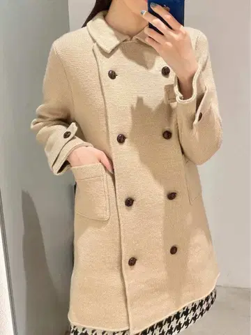 니트 더블 미니 원피스 코트 릴리 브라운