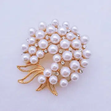브로치 펄 코사지 서클C 골드 졸업식 입학식 결혼식