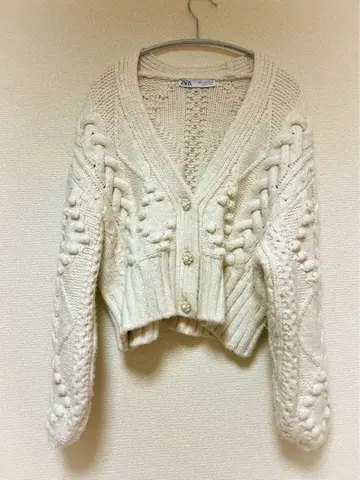 ZARA 아이보리 케이블 니트 가디건 S 사이즈