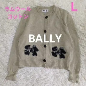 BALLY 램스울 코튼 리본 자수 가디건 고급 골드 버튼 L